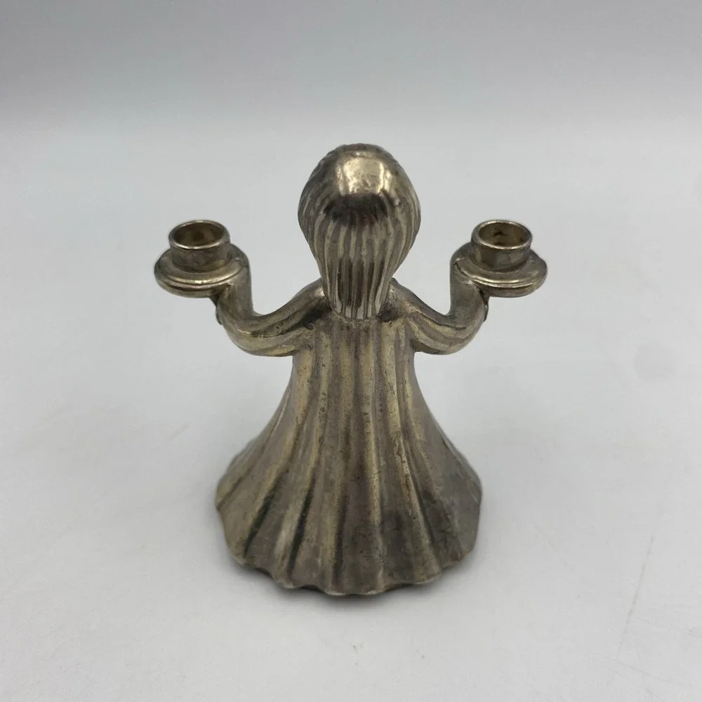 Vintage Pewter Choir Boy or Girl Candle Holder Made‎ in Italy 3.5